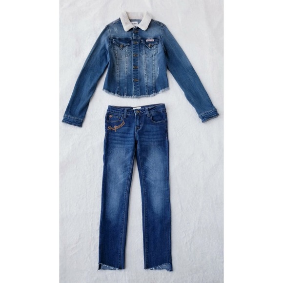 GIRL'S HUDSON 2-PIECE "BESTFRIEND BIG REBEL HEART" STRETCH JEANS + JACKET Sz 10 - Picture 12 of 12